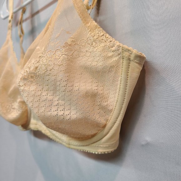 Vintage Chantelle Bra 32D Ivory Mesh Lace Unlined Underwire Made in France - Picture 3 of 11